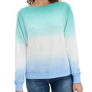 Splendid Teal Dip Dye Ombre Thermal Sweater S